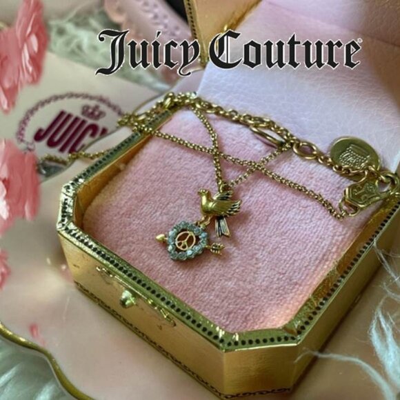 RARE Y2K Juicy Couture PEACE, LOVE BIRD Necklace w/Box - Picture 1 of 11